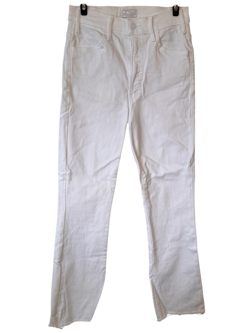 MOTHER The Hustler Ankle Fray Jeans Fairest Of Them All White High Rise Sz 26
